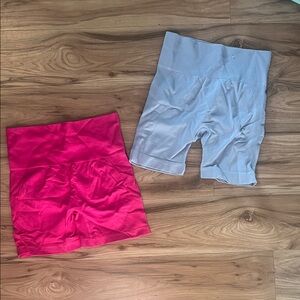 Bundle Women’s Butt Scrunch Bright Pink and Light Blue Bike Shorts